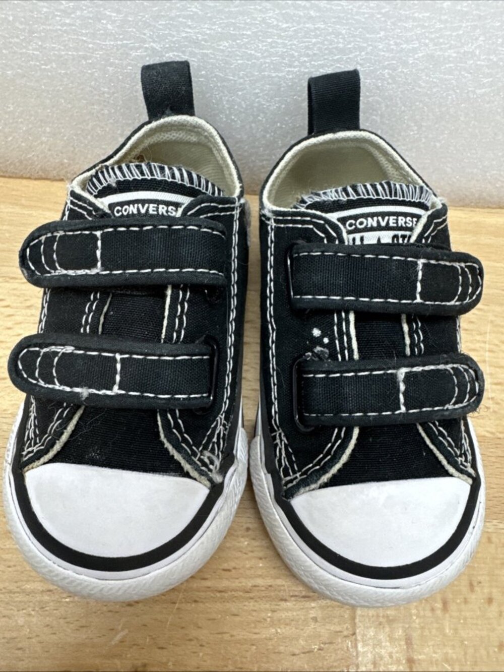 Converse Infant Black All Star Shoes 4 Double Strap Casual Canvas Sneakers - Picture 1 of 11